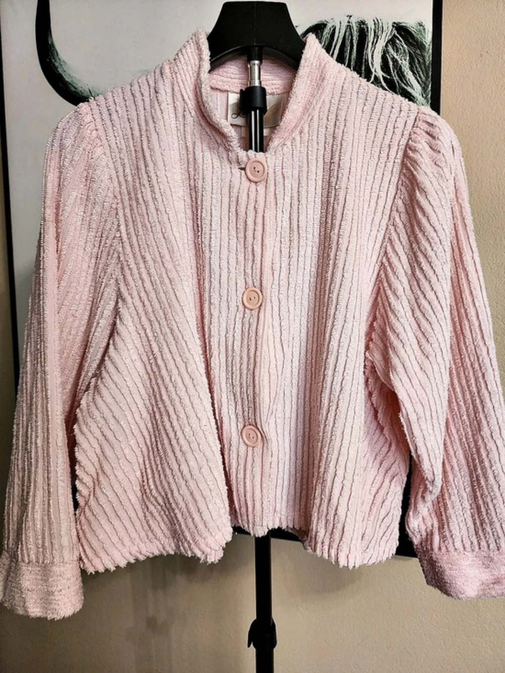 Vintage 70s Leisure Life Chenille Bed Jacket in Pink
